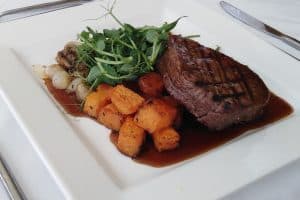 fillet steak and vegetables